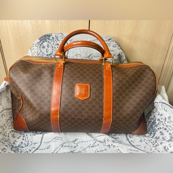 CELINE Boston Macadam Bag Large Spacious Brown Duffel Weekender - Picture 2 of 13